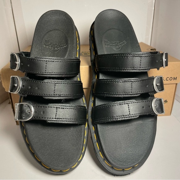 Dr. Martens Black Adair Slide Sandals 9 - Picture 2 of 10